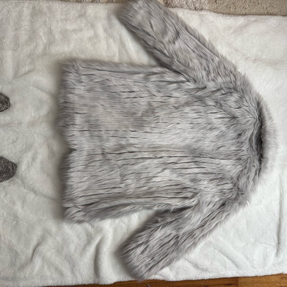 NWT Express Faux Fur Coat - Large - Silver - Grey - Picture 5 of 7
